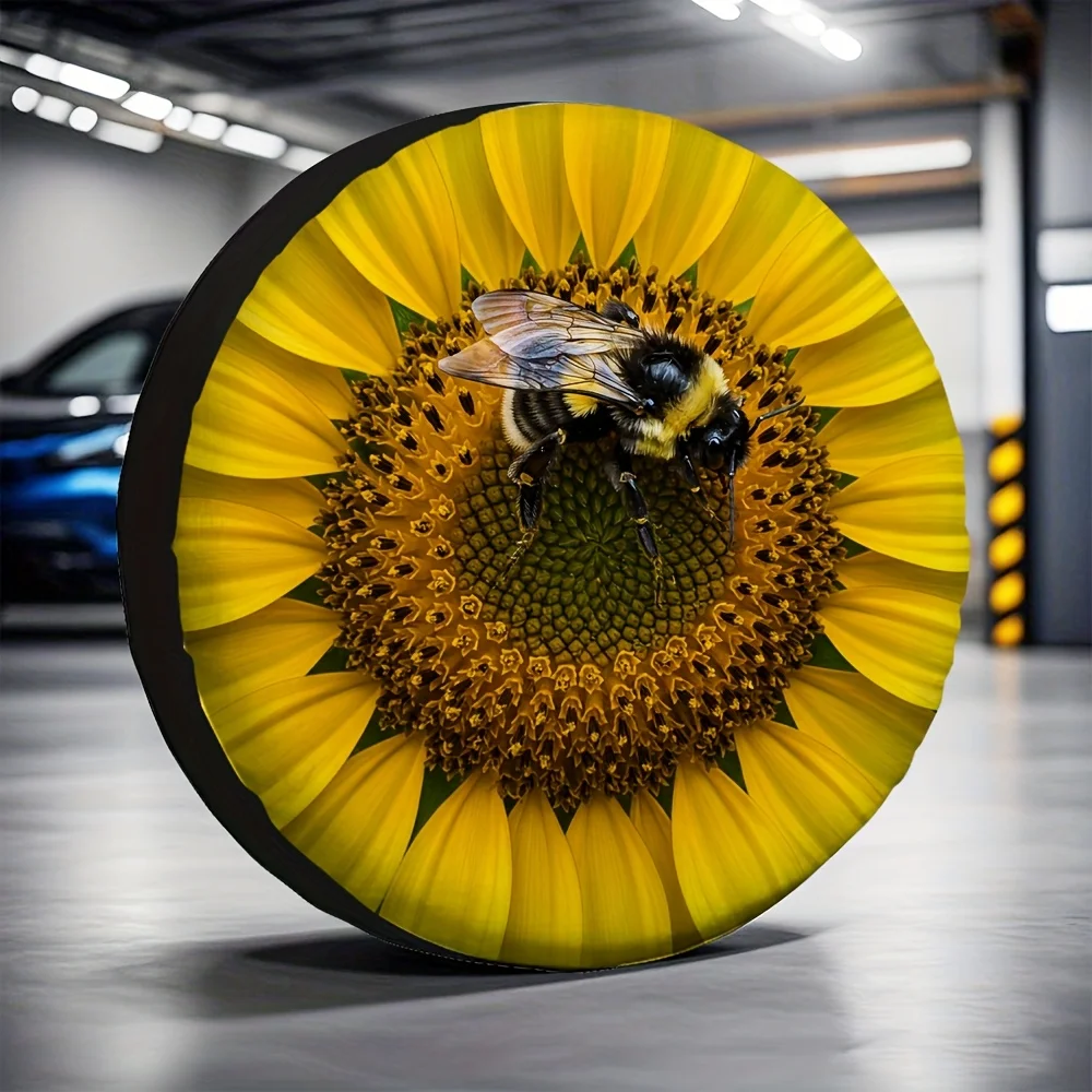 1pc, Good Quality Tire Covers Sunflower Versatile Polyester Fabric,Without Electricity Christmas Gifts Perfect For Truck Tire Co