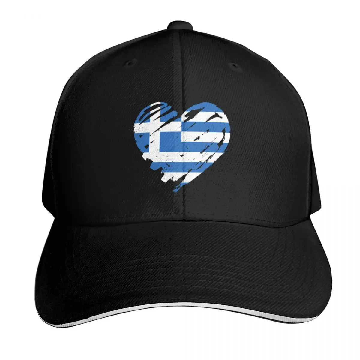 I Love Greece - Greek Flag Baseball Cap Breathable Mesh Back Adjustable Buckle Closure Moisture Wicking Quick Dry
