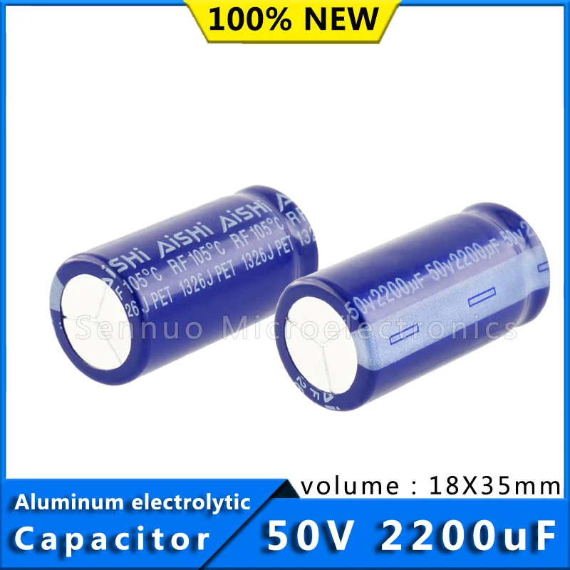 5Pcs 50V 2200UF 18*35 18x35 mm Aluminum Electrolytic Capacitor High Temperature Resistant 105° High Frequency Low Resistance