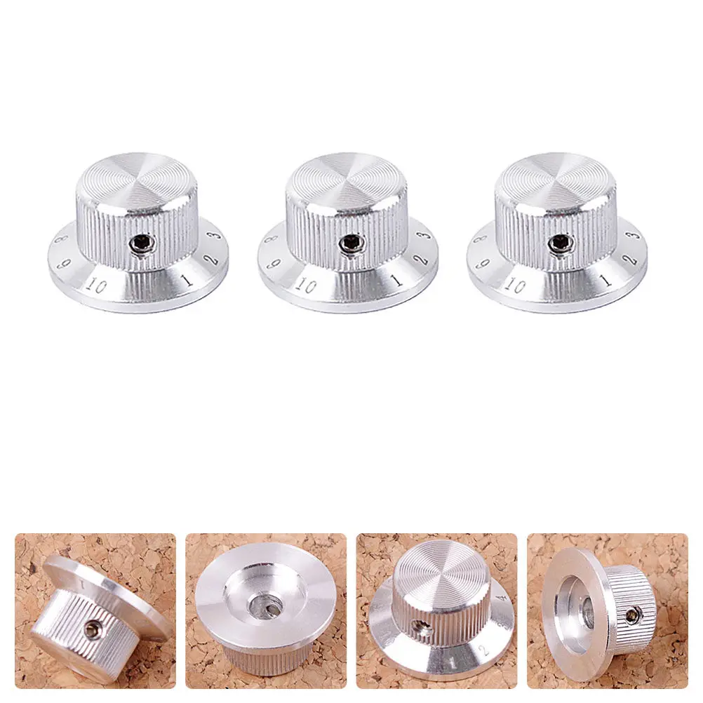 3 pcs Round Metal Guitar Control Knobs For Volume Tone Amplifier Durable Bass Parts Accessories Instrument Components