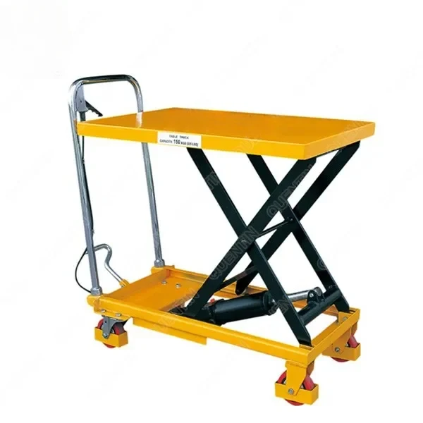 Hydraulic Low Profile Electric Lift Table Cart High-duty Steel Structure with Solid Rubber Wheel