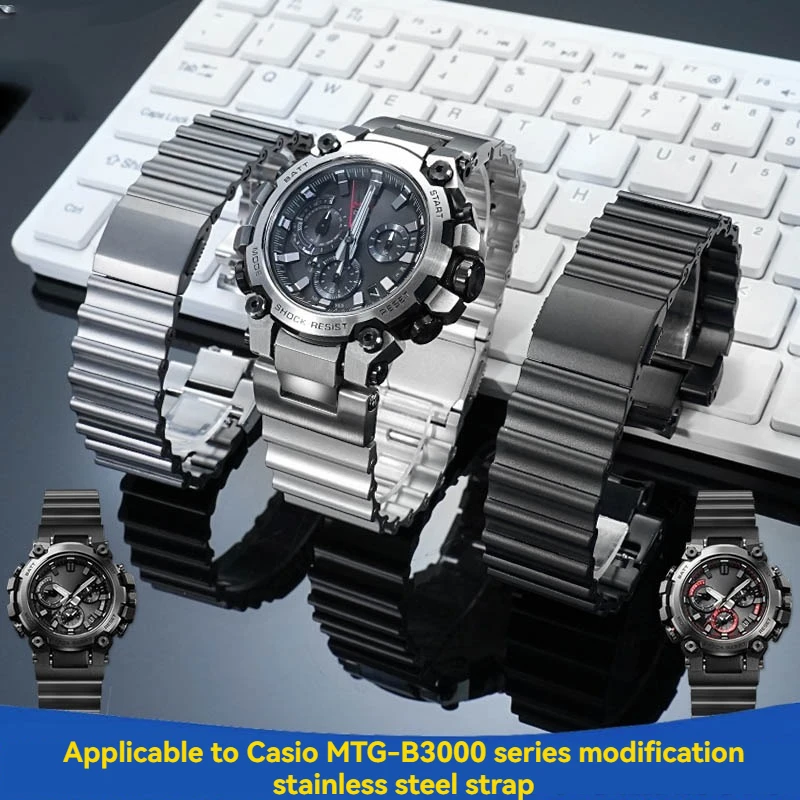 طقم عصري MTG-B3000 أشرطة من الفولاذ المقاوم للصدأ لسلسلة كاسيو جي شوك MTG-B3000B تعديل سريع الفصل سوار ساعة معدني صلب #1
