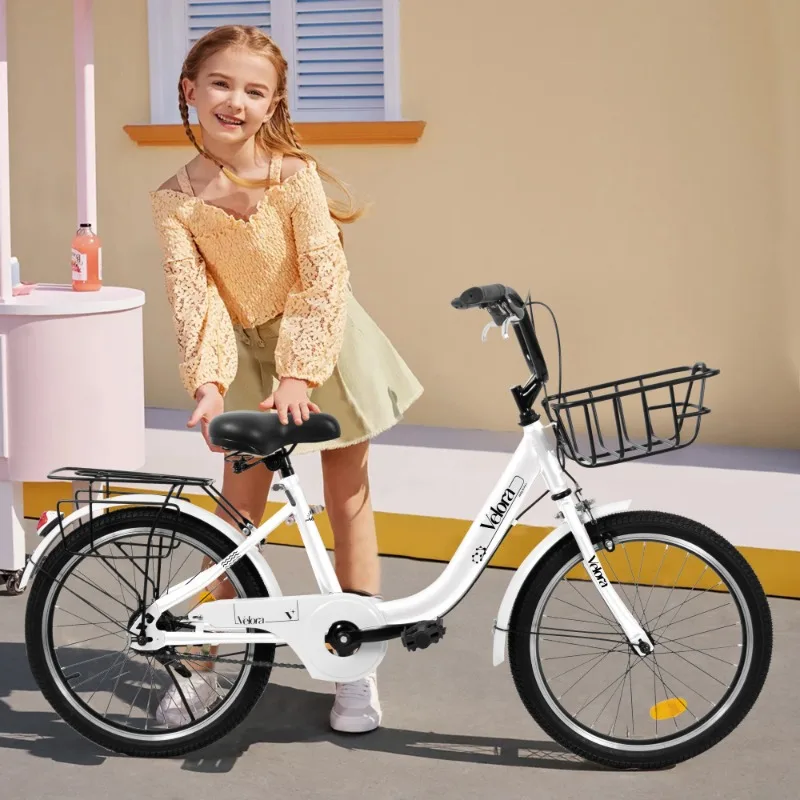 

Kids Bicycle Coaster V Brake Lightweight Steel Frame Chain Guard Rear Rack Pink Green Purple White Outdoor Riding Cycle