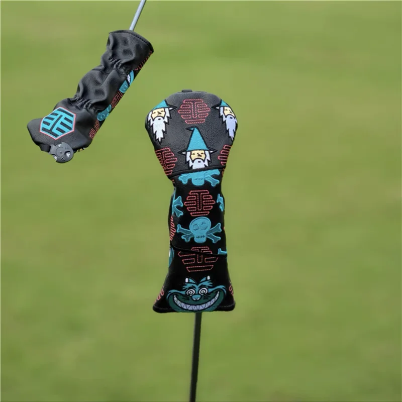 skull Golf Club #1 #3 #5 Wood Head covers Driver Fairway Woods Cover PU Leather Putter Headcover