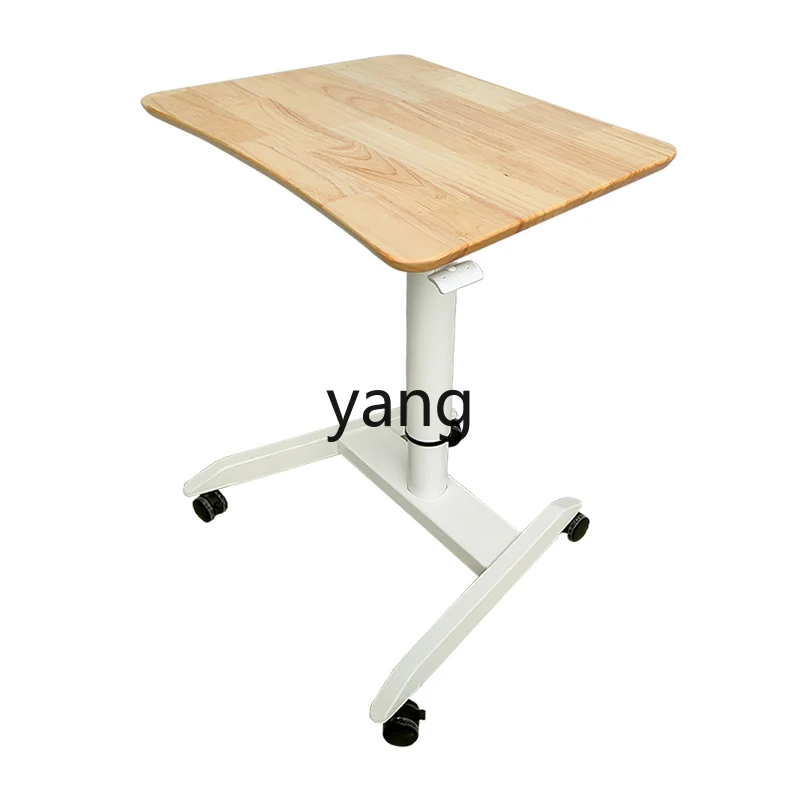 Yhl Solid Wood Computer Desk Mobile Simple Rubber Wood Bedside Lazy Study Desk Platform