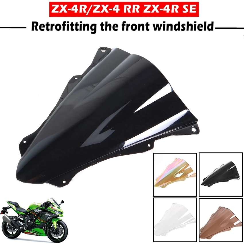 Motorcycle Elevated version Screen Windshield Fairing Windscreen Baffle Wind Deflectors For KAWASAKI NINJA ZX-4R/SE ZX-4RR ZX25r