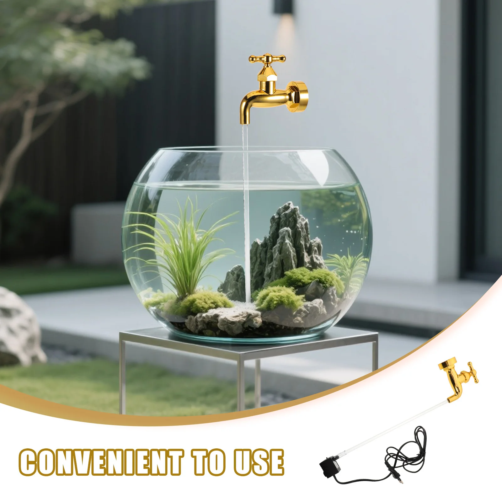 1 Zestaw Pływający Wodospad Ozdobny Niewidoczny Strumień Wody Fontanna do Ogrodu Stawu Basenu z Lampą Zasilana przez USB Wodna Dekoracja na Biurko