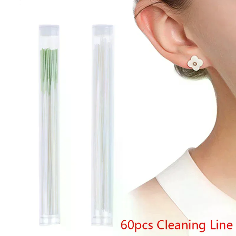 Earrings Hole Cleaner Disinfection Ear Wires Hole Cleaning Line Piercing 60pcs