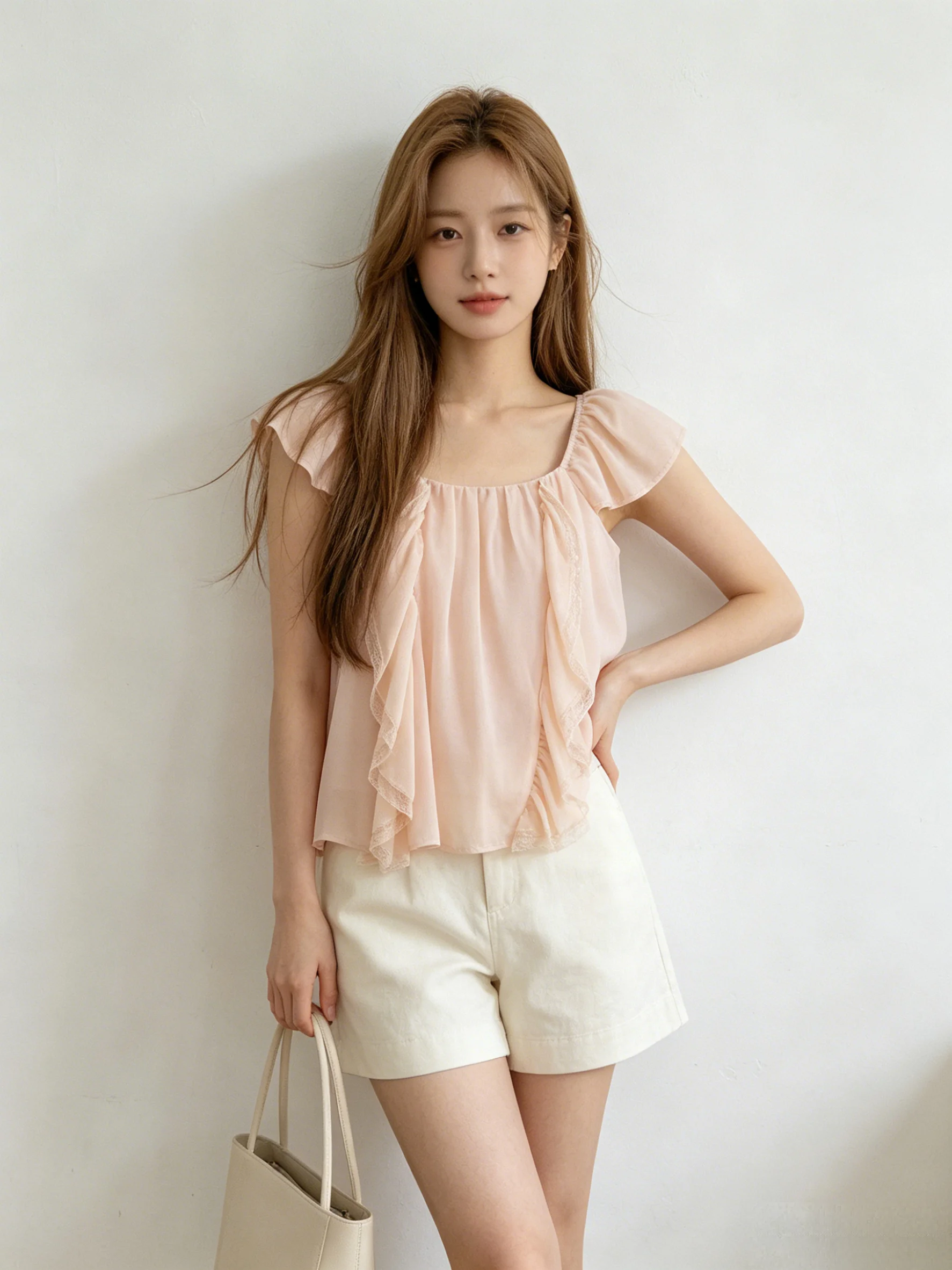 Sweet Lace Trimmed Bell Sleeve Crop Top Korean Style Breathable Short Length Summer Vest Holiday Vibes Casual Wear for Women