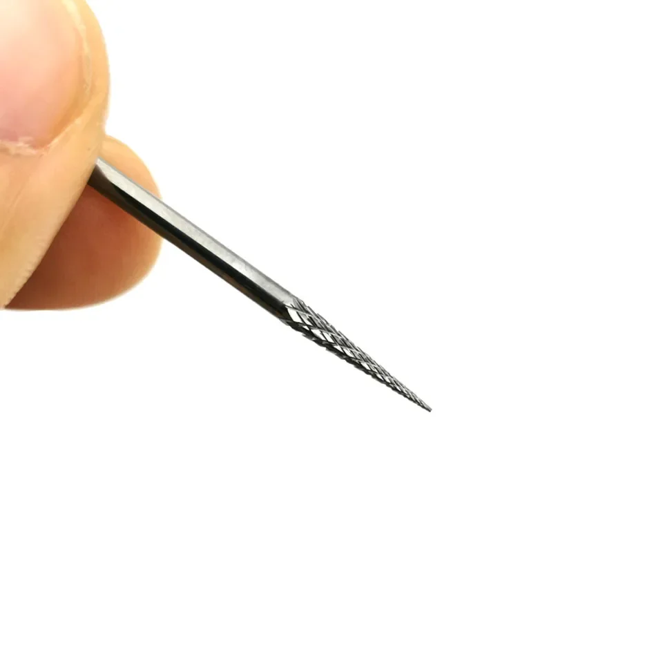 HYTOOS Punte coniche affilate (taglio incrociato) Punta da trapano per unghie in carburo 3/32 Frese per manicure per accessori per attrezzature per nail art con foro per perforazione