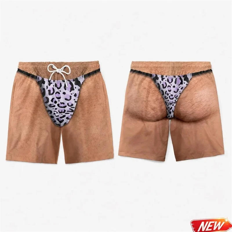 Funny Men 3D Print Leopard Print Faux Skin Swim Trunks, Summer Vacation Beach Shorts, Havana Travel Gift,Surf‑Ready Board Shorts