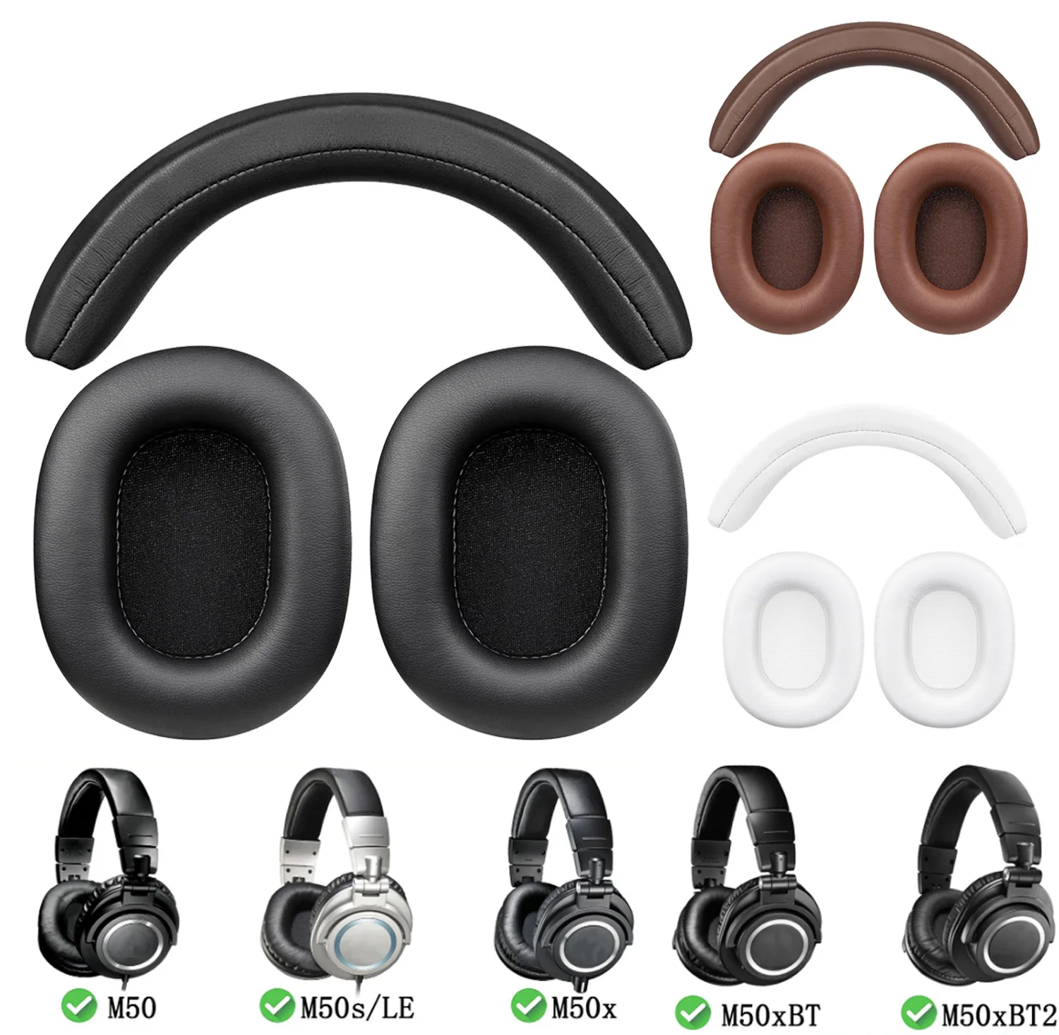 Almofadas de Substituição para Headband Audio-Technica ATH-M50X, Compatíveis com ATH M50X M50XBT M50XBT2 M50XWH M50 M50S/LE