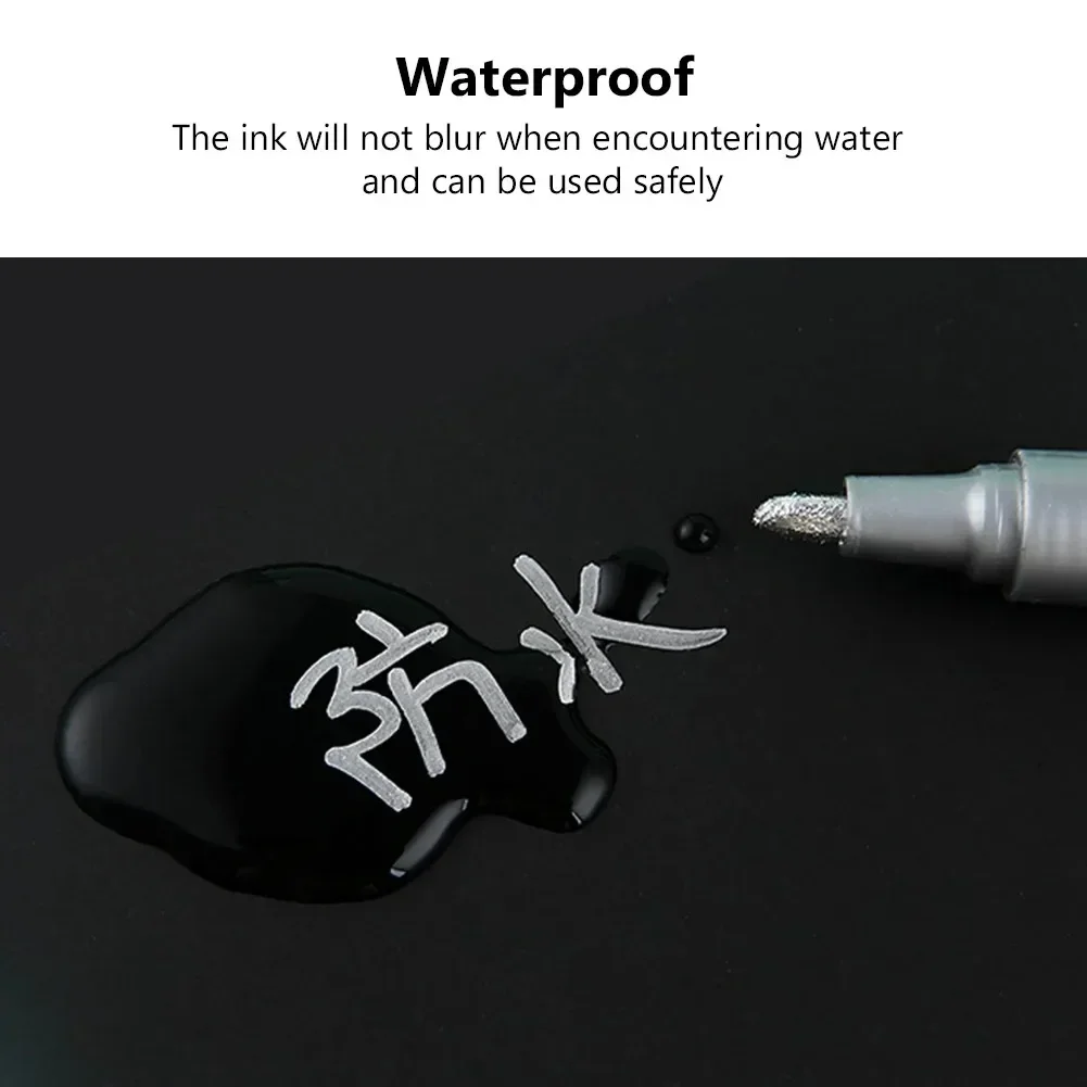 6 قطعة قلم طلاء زيتي دائم ملون مقاوم للماء علامات بيضاء الإطارات فقي المطاط النسيج الطلاء المعدني 12 ألوان أقلام خطاط (ماركر) #2