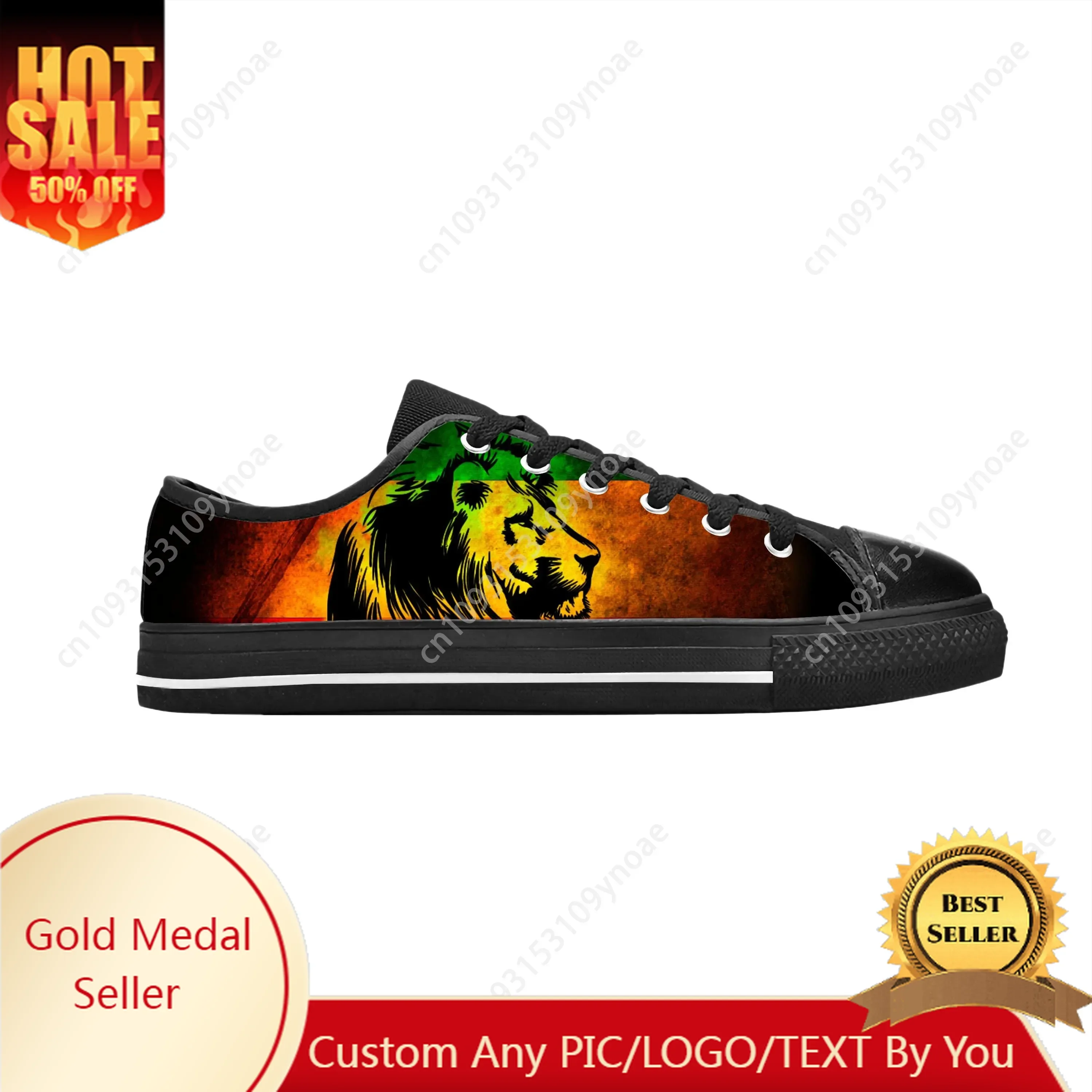 Reggae Rasta Rastafari Lion of Judah Music Rock Casual Cloth Shoes Low Top Comfortable Breathable Mens Womens Teenager Sneakers