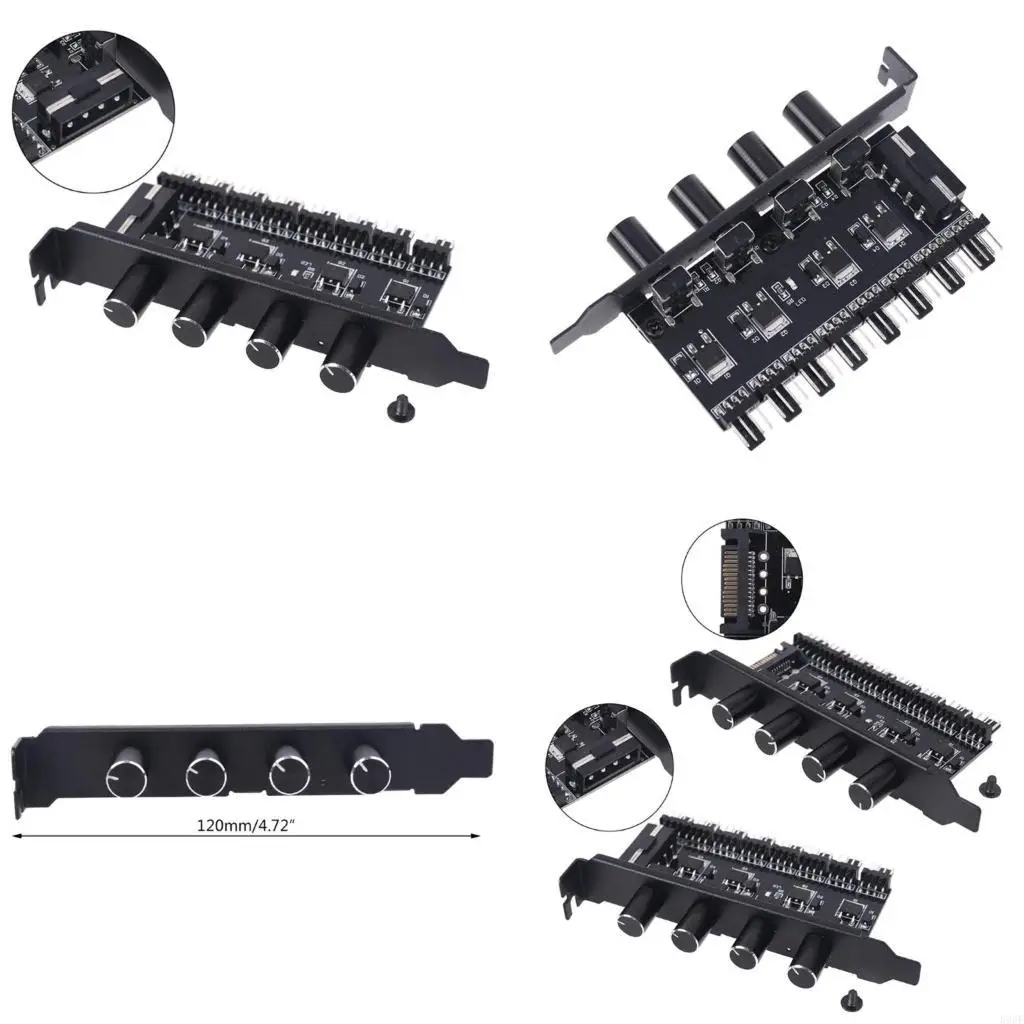 

896F PC 8 Channels Fan Hub Knob Cooling Fan Speed Controller for CPU Case HDD VGA