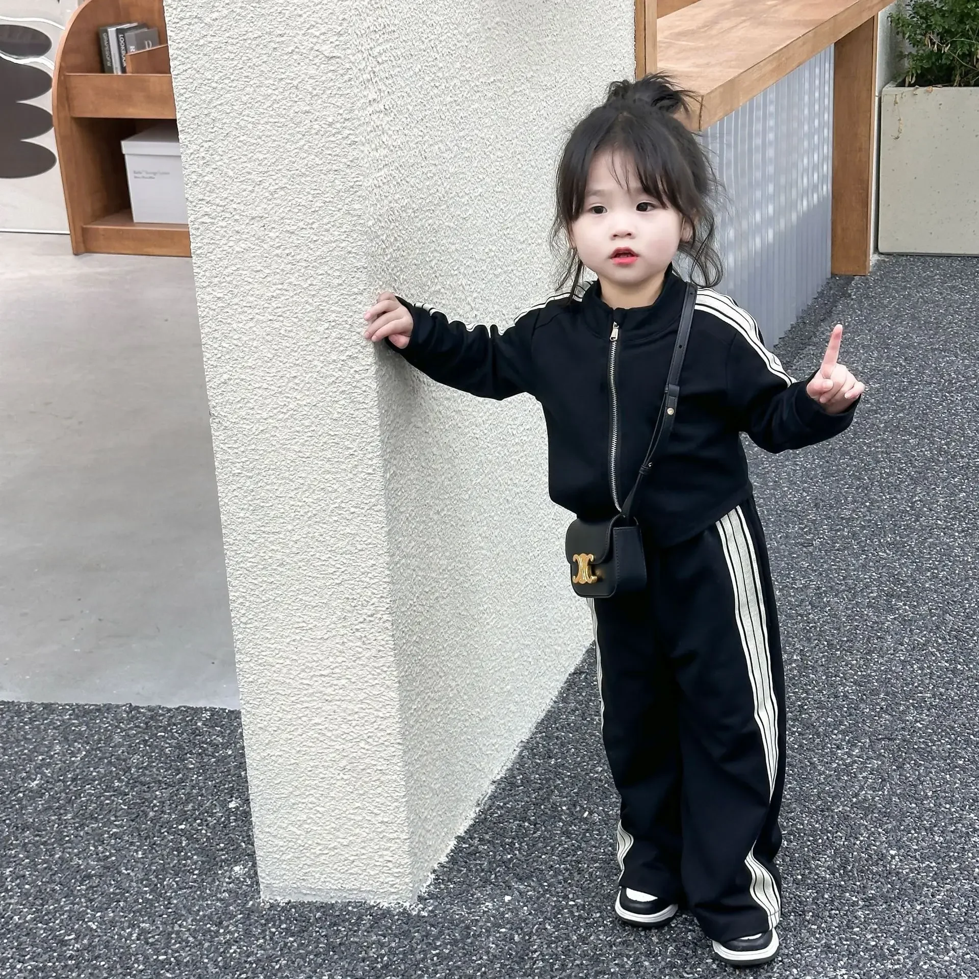 Autumn Winter Baby Girls Clothes Sets Infant Sports Baseball Uniform Side Stripe Cardigan Jackets Top and Pants Suit Kid Outfits