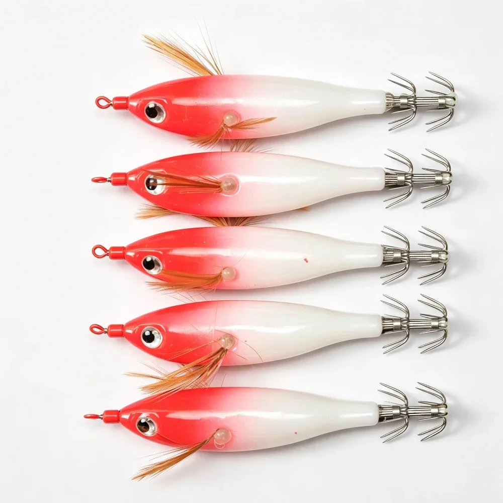 8 Stück Leuchtende Salzwasser-Doppelhaken-Tintenfisch-Ausrüstung Oktopus-Garnelen-Tintenfisch-Jig-Egi-Set 8cm Simulations-Garnelen-Angelzubehör – Detail 2