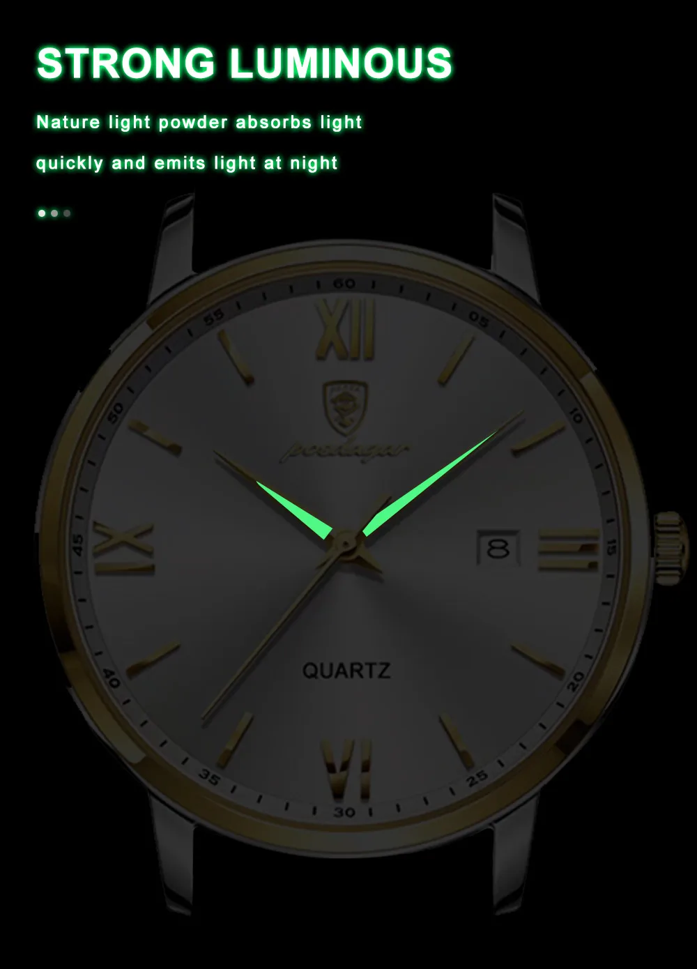 POEDAGAR Luxus Business Mann Armbanduhr Leuchtende Wasserdichte Datum Leder herren Uhr Mode Quarz Uhren Für Männer Reloj Hombre – Detail 9