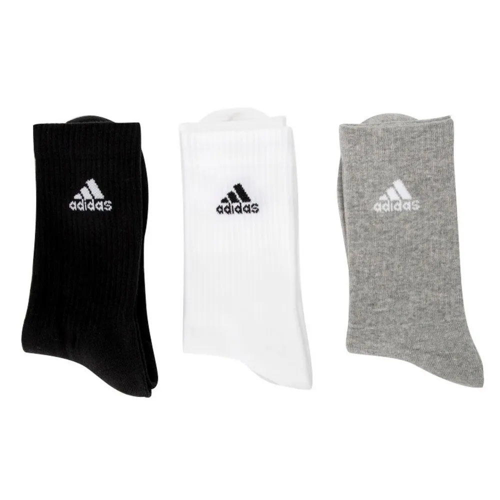 

Adidas Men's and Women's Sports Cotton Socks: Comfortable, Casual, Running, Non-Slip, Black, White, and Gray, 3-Pack IC1311