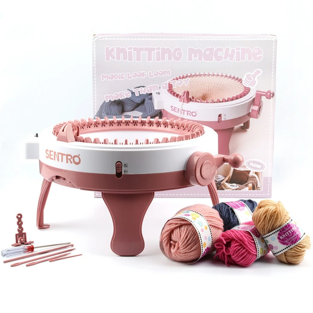 48-Needle Round Knitting Machine, Jumbo Cylinder Loom for Scarf Hat & Sock Making with Wool Yarn