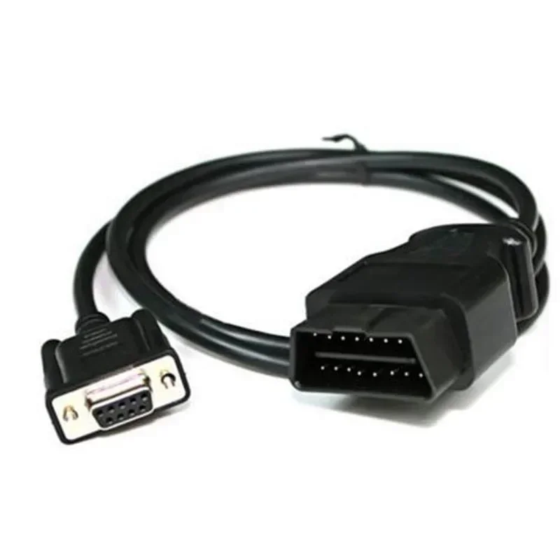 1.1M OBD 16Pin to DB 9 Pin Serial RS232 Female Port Extension Line Male 16 Pin DB 9pin Connector Right Angle Adapter RS232 OBD2