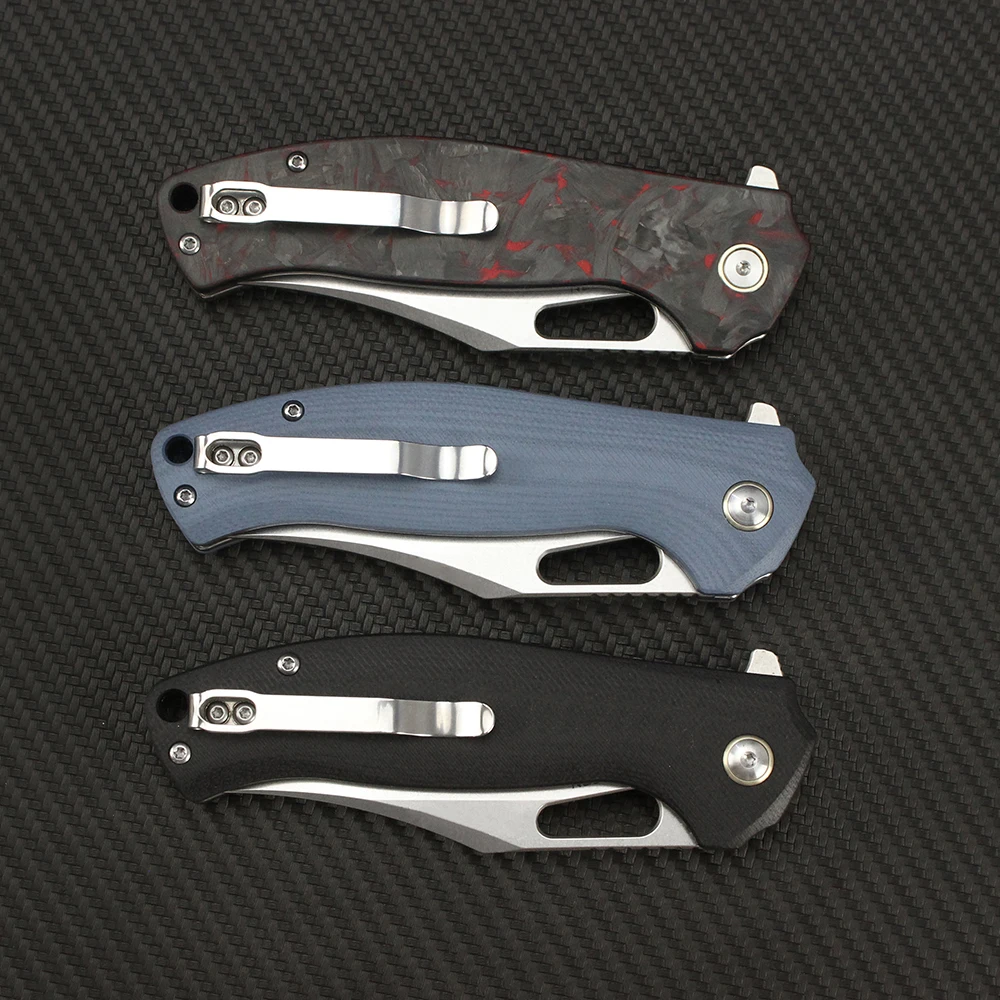 Pocket Folding Knife 14C28N Blade Carbon Fiber Handle Ball-Bearing Outdoor Hiking Camping Cutting Knife Tool Utility Gifts