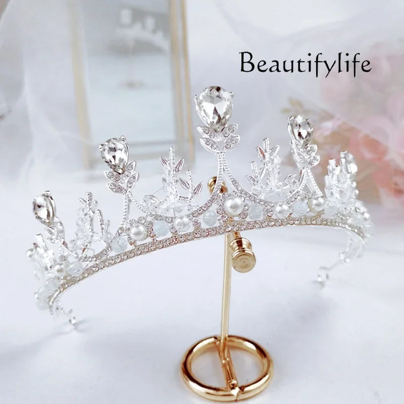 Simple crown headgear crystal headband Christmas show catwalk host birthday hair accessories