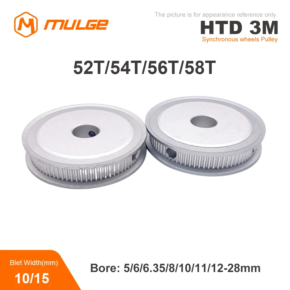 Synchronizing Wheel HTD 3M AF model 52T/54T/56T/58Teeth Bore 5/6/8-28mm Timing Belt Width 10/15mm 3D printer CNC Parts