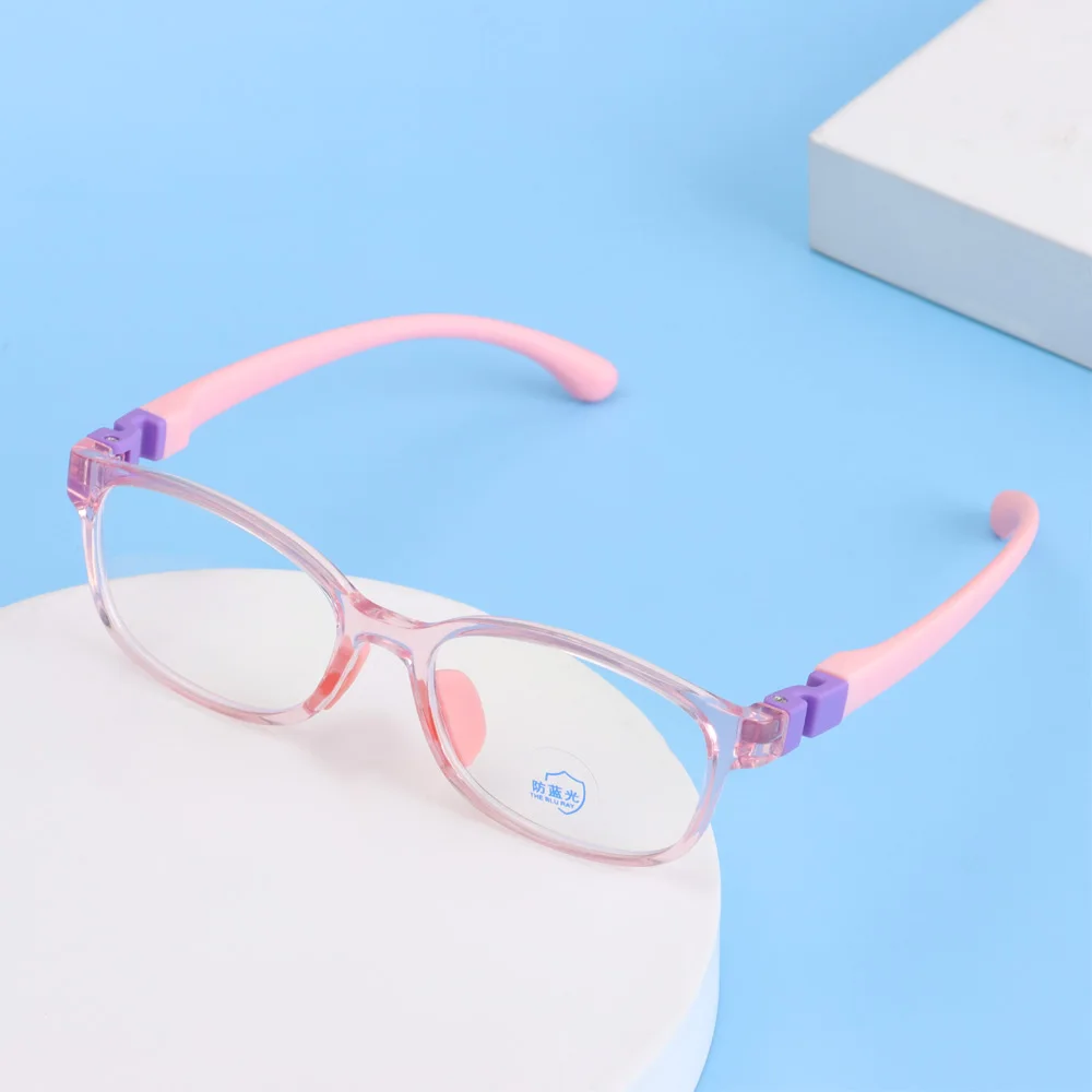 Children Silicone Anti-blue light Glasses TR90 Flexible Removable Flat Mirror Non-slip Sport Eyeglasses Frame Girls Boys Glasses