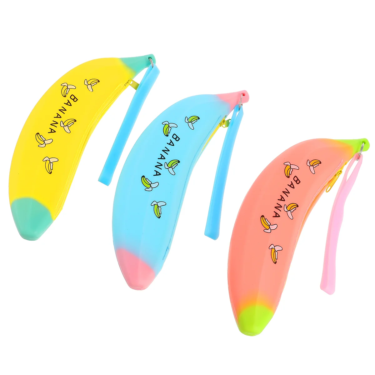 

3 Pcs Cute Letters Banana Pencil Case Cases Creative Bag Adorable Banana-shaped Lovely Student Storage