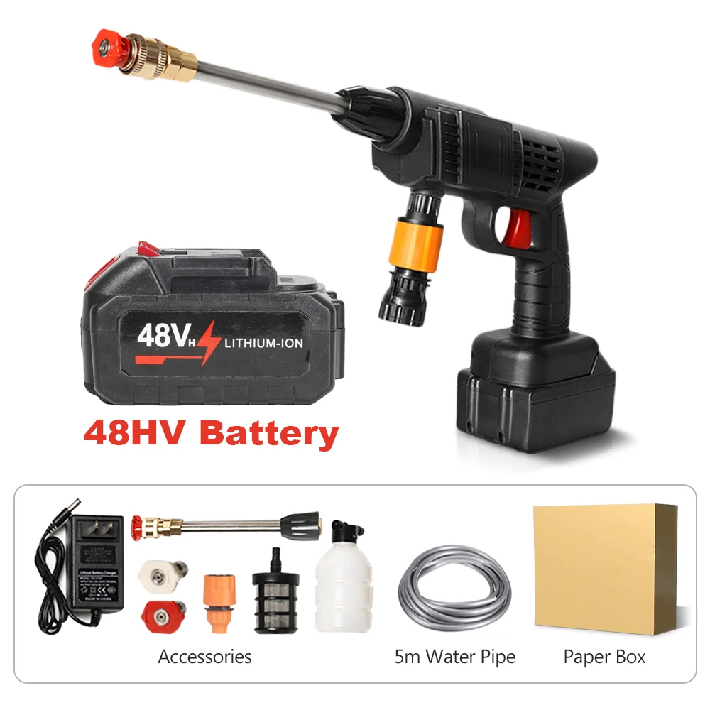 Portable High Pressure Washer 30Bar Car Water Gun Lithium Battery Charging Wireless Spray Cleaner Pump Washing Machine