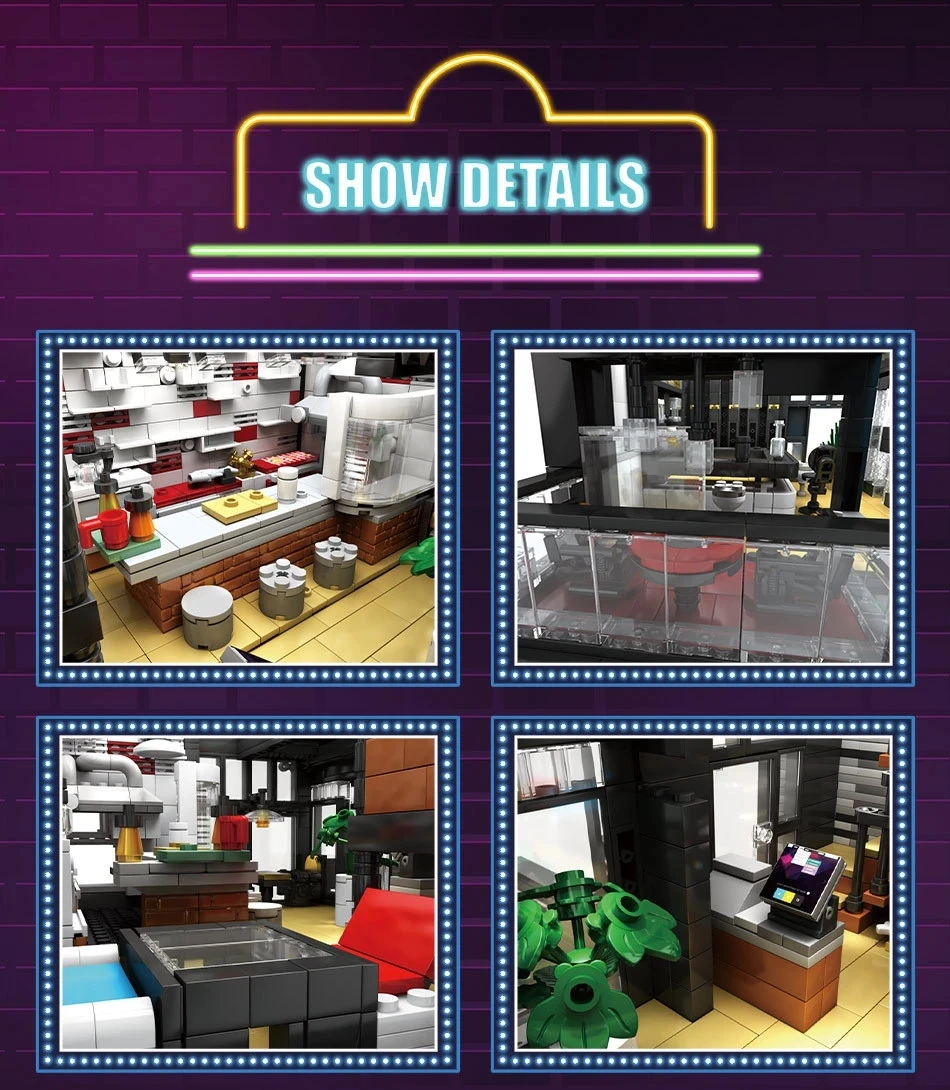 Modern 86008 Panoramic Lighting Version Club Bar Street View 3622Pcs Building Assembly Building Blocks Model Toys For Children