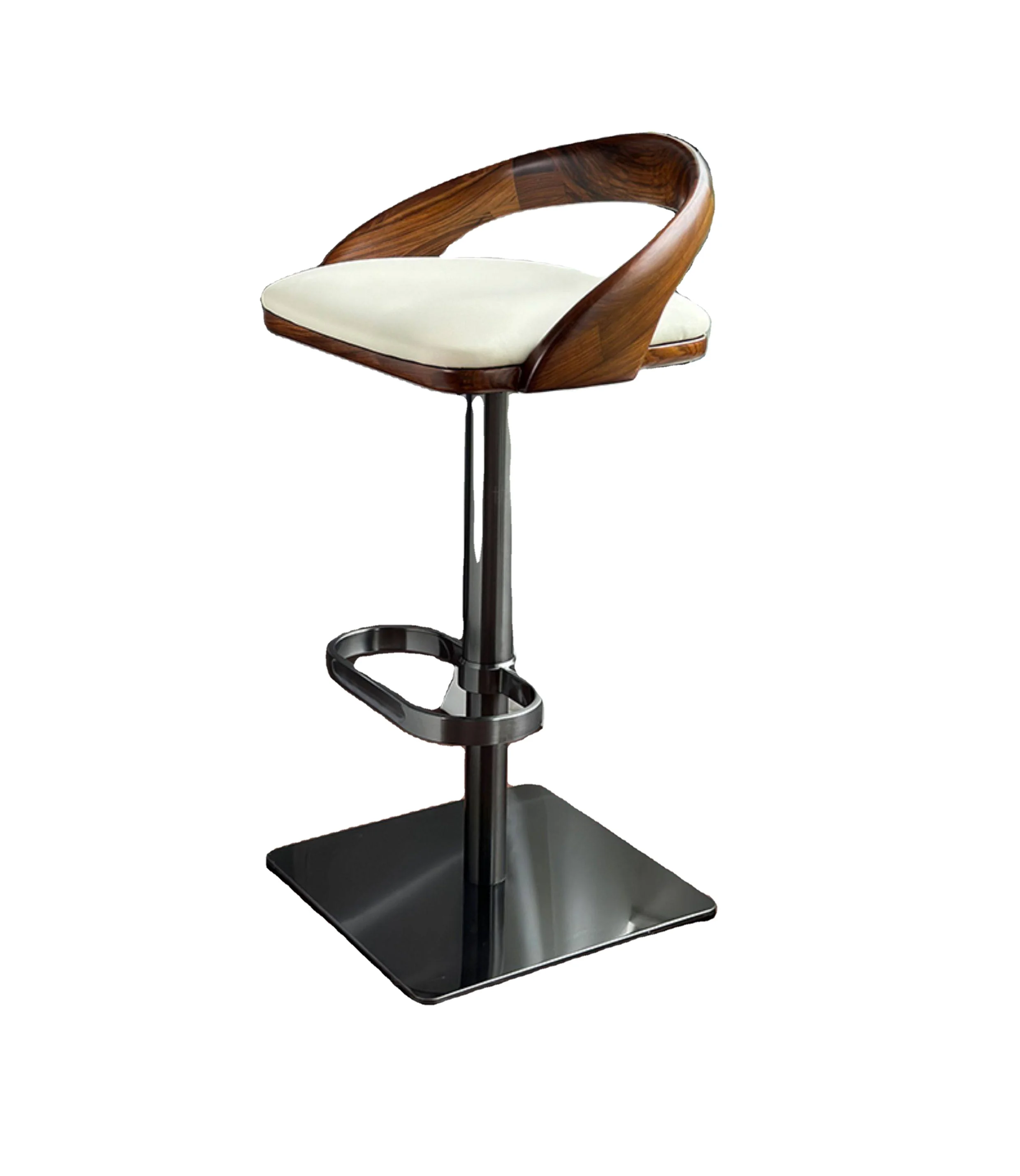 # Luxury Lifted Leather High Quality Ash Wood with Stainless Steel Base Bar Stools Chairs Kitchen Restaurant Counter bar