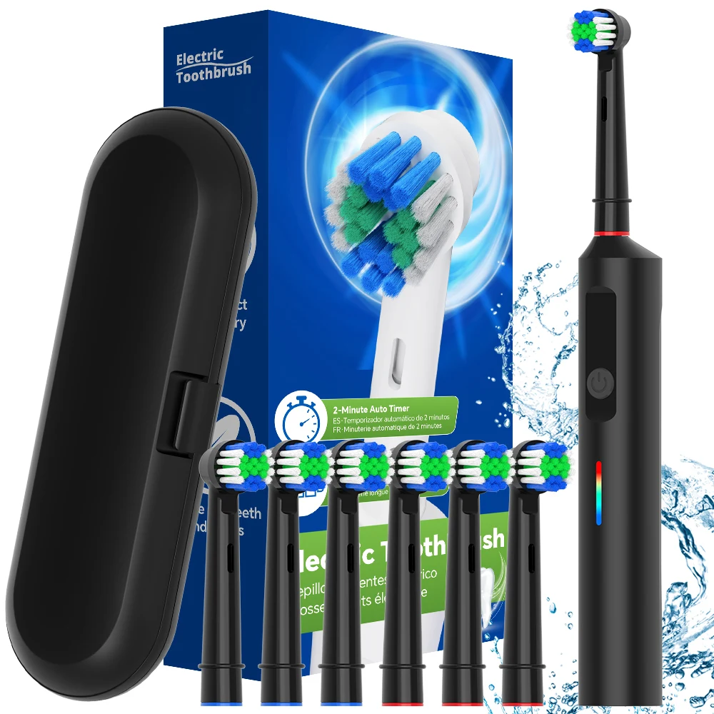 

Rechargeable Electric Toothbrush - 6 Heads, Travel Case & 3 Modes, Smart Electric Toothbrushes Compatible with Oral B Brush Head