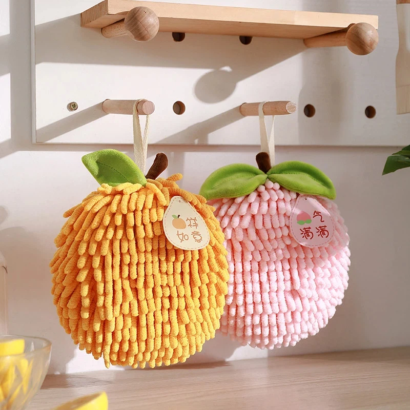 Cartoon Fruit Hand Towel Kitchen Quick Drying Cloth Hanging Thickened Hand Towel For Kitchen Bathroom Creative Handkerchief