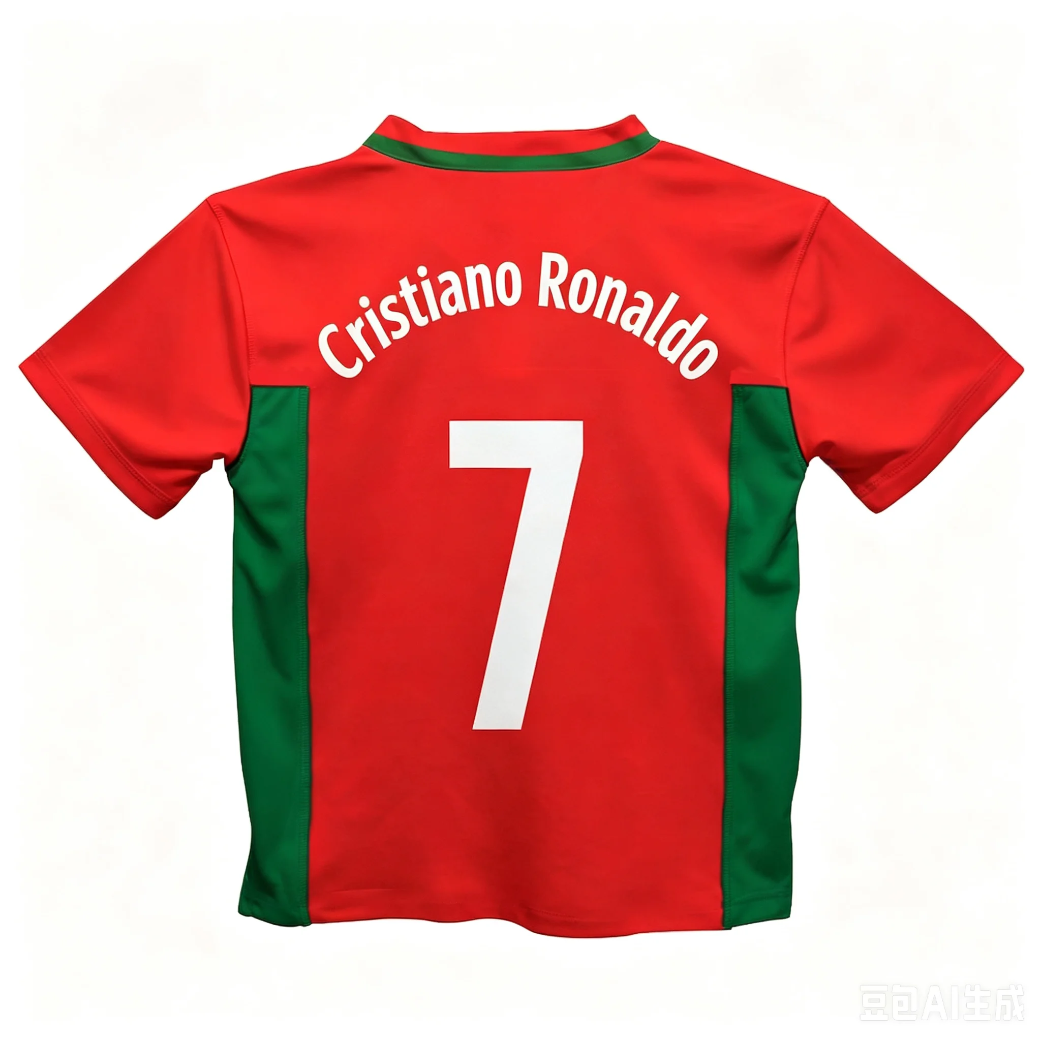 Football Fan Inspired Cristiano Ronaldo 7 T-shirt Portugal Red Green Panel Graphic Tee, Polyester Unisex Casual Short Sleeve Top