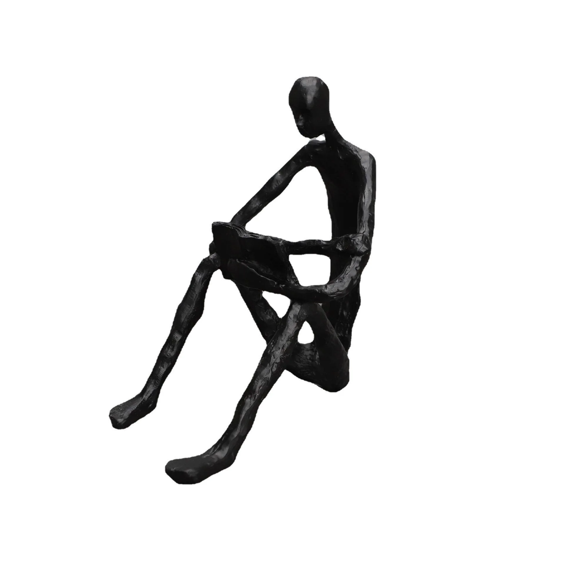 Leisure Reading Bronze Sculpture Brass Figurine Copper Home Tabletop Decoration