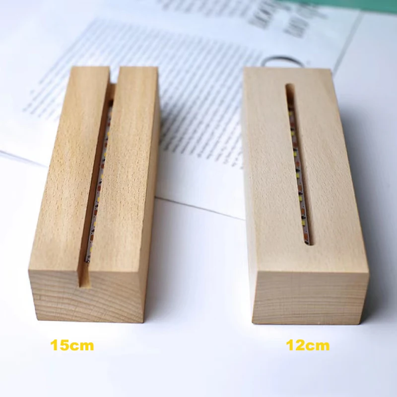 5mm Acrylic Led Base Wooden 3D Night Lights Display Stand with Led Lights USB AAA Batteries Powered for Plexiglass Arts Lamps