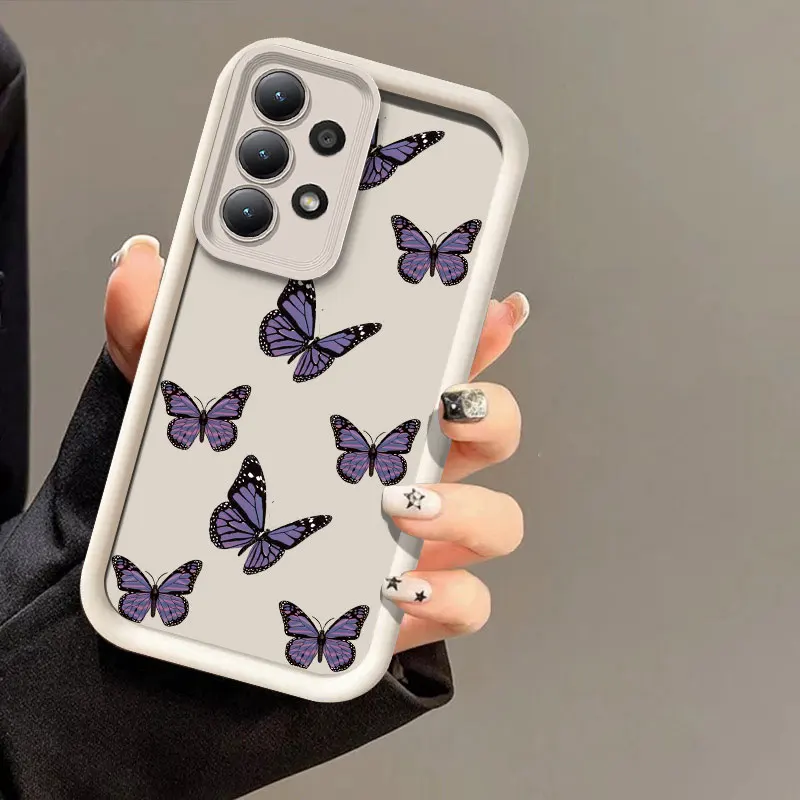 A54 Phone Case For Samsung Galaxy A55 A35 A34 A73 A53 A33 A52 A32 A71 A51 A31 A25 A24 Purple Butterfly Silicone Soft Cover Coque