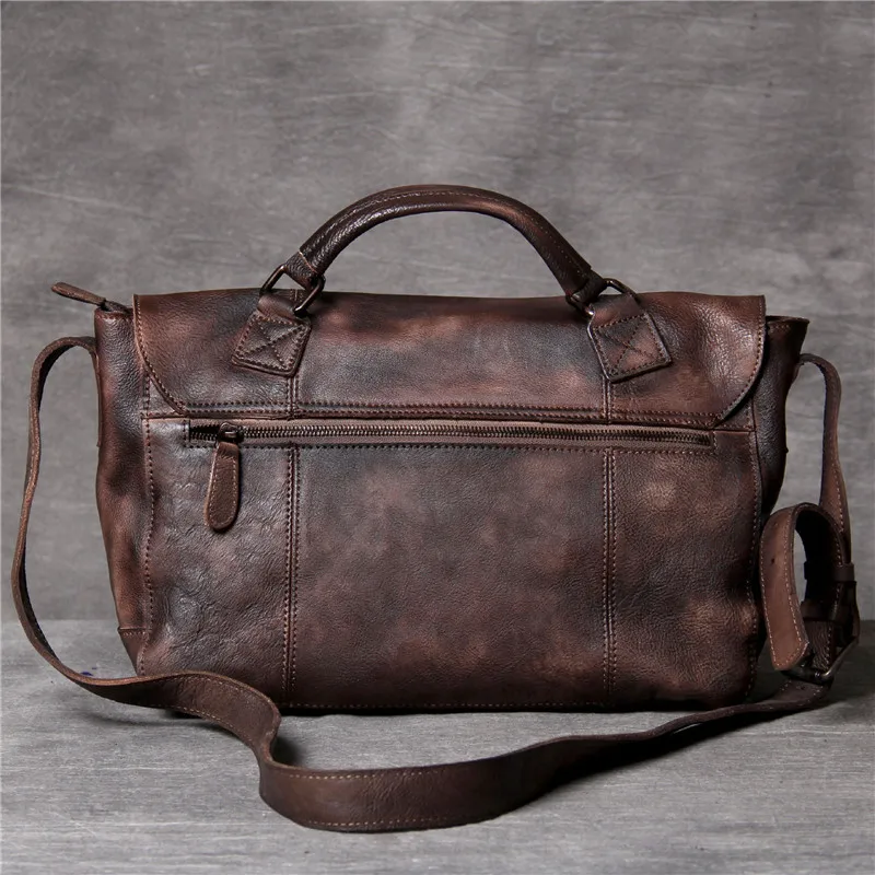 PNDME vintage high quality genuine leather men\'s messenger bag outdoor travel first layer cowhide large capacity shoulder bag