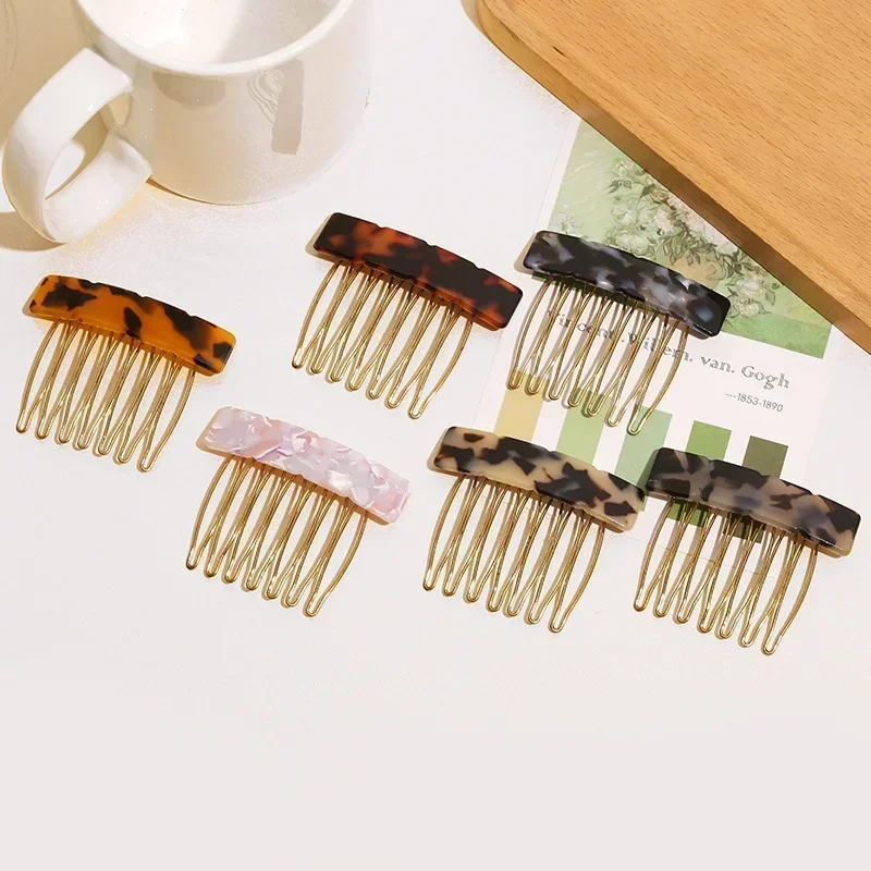 7 Teeth Small Insert Comb Clip Acetic Acid Women Hair Styling Hairpins Women Girls Headwear Jewelry Bangs Broken Hair Comb Clip