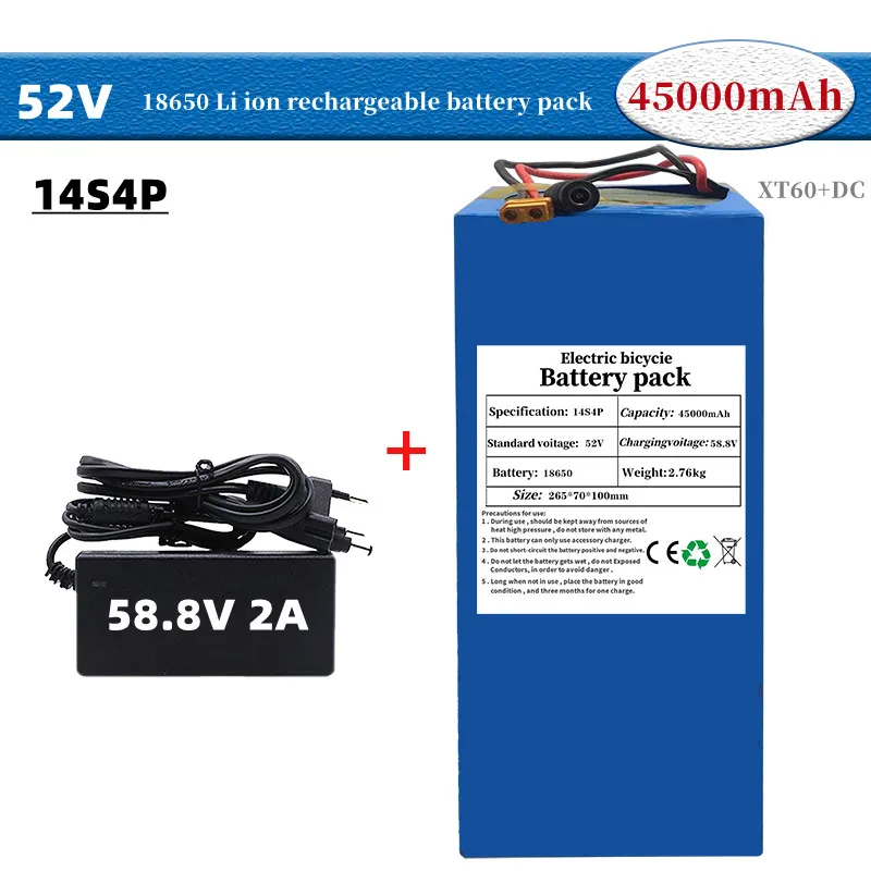 

18650 Lithium Battery Pack 52V 45Ah Electric Vehicle, Electric Bicycle, Moped, Sightseeing Car, Driving Battery...