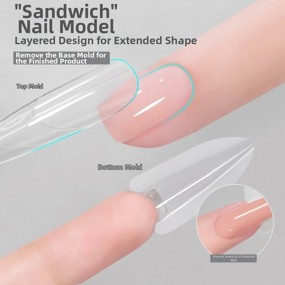 

240 шт. Новые смешанные размеры накладных ногтей: короткие, овальные, квадратные, с прозрачной нижней частью, формы для наращивания, шаблоны для дизайна ногтей