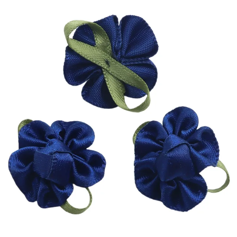 12pcs 2.5cm Multi Color Satin Ribbon Flower Head Rosette Girls Boutique Mini Hair Bow Flower Headwear DIY Garments Decoration