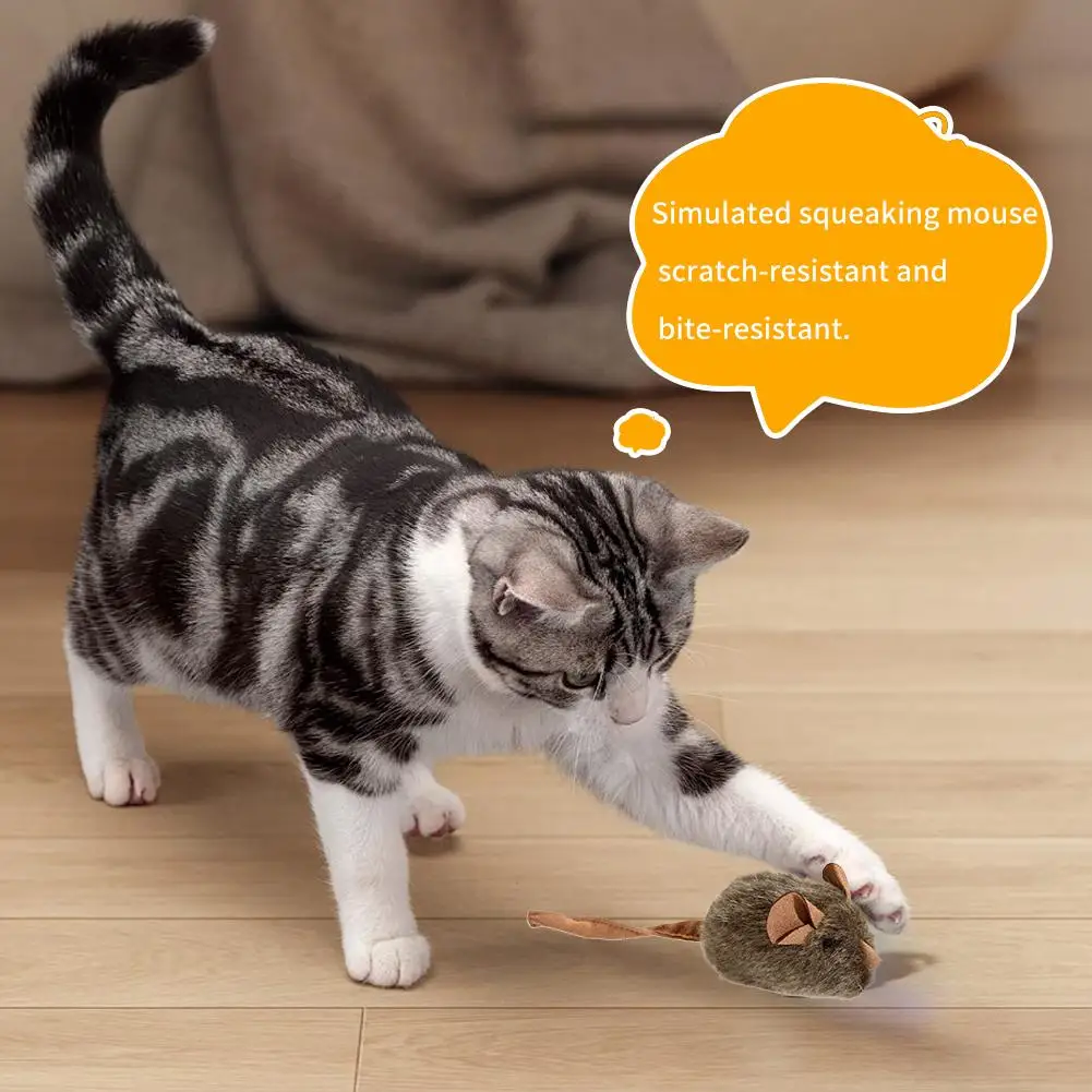 Smart Induction Squeaky Mouse Plush Toy - Sound-Activated Self-Entertainment Cat Teaser Simulation Small Pet Toy for Distraction