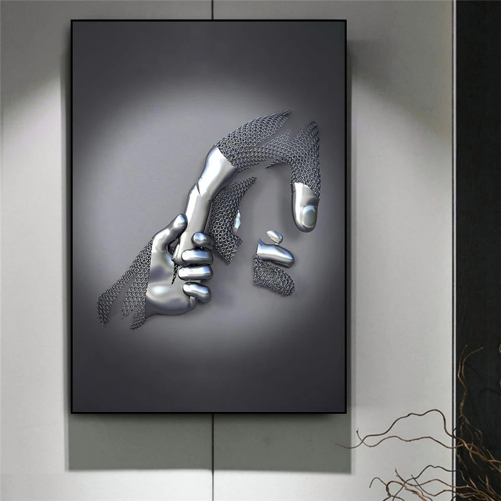 مجردة المعادن صورة الجدار ملصق فني زوجين الشمال البوب جدارية ديكور المنزل قماش اللوحة صورة طباعة غرفة المعيشة الديكور