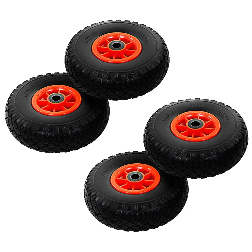 4 PCS Solid PU Sack Truck Wheels 3.00-4 (260x85) - Durable Replacement for Hand Trucks