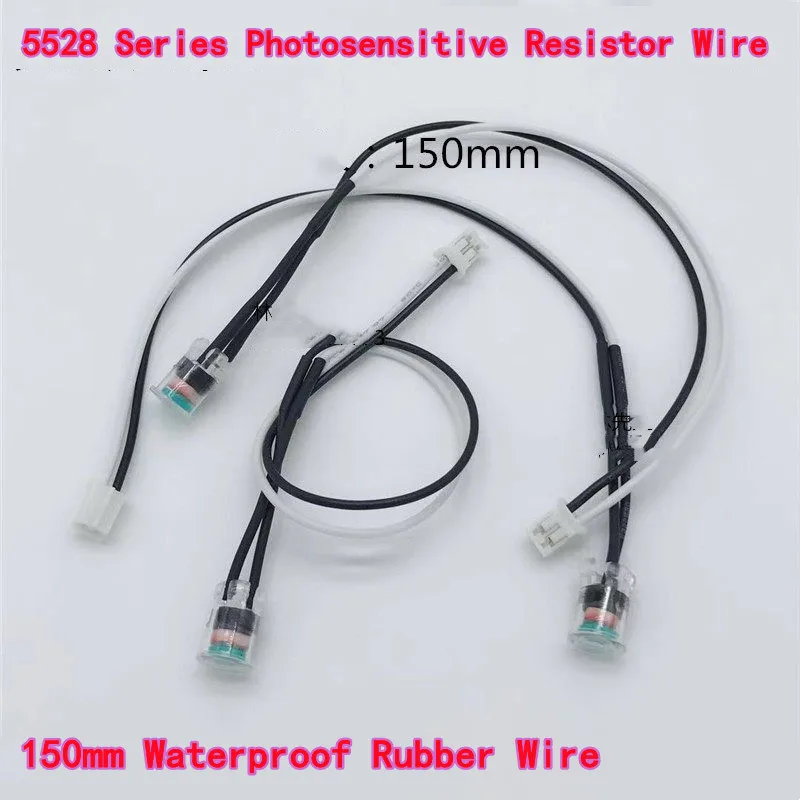 10pcs 5528 Series Photosensitive Resistor Wire 150mm Waterproof Rubber Sleeved Wire