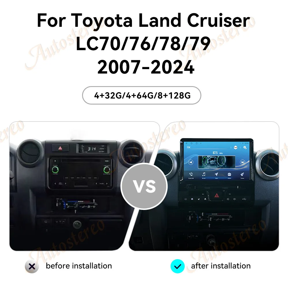 Android 14 Carplay Car DVD Player Screen For Toyota Land Cruiser LC76 LC79 LC70 LC75 Car GPS Navigation Headunit Multimedia