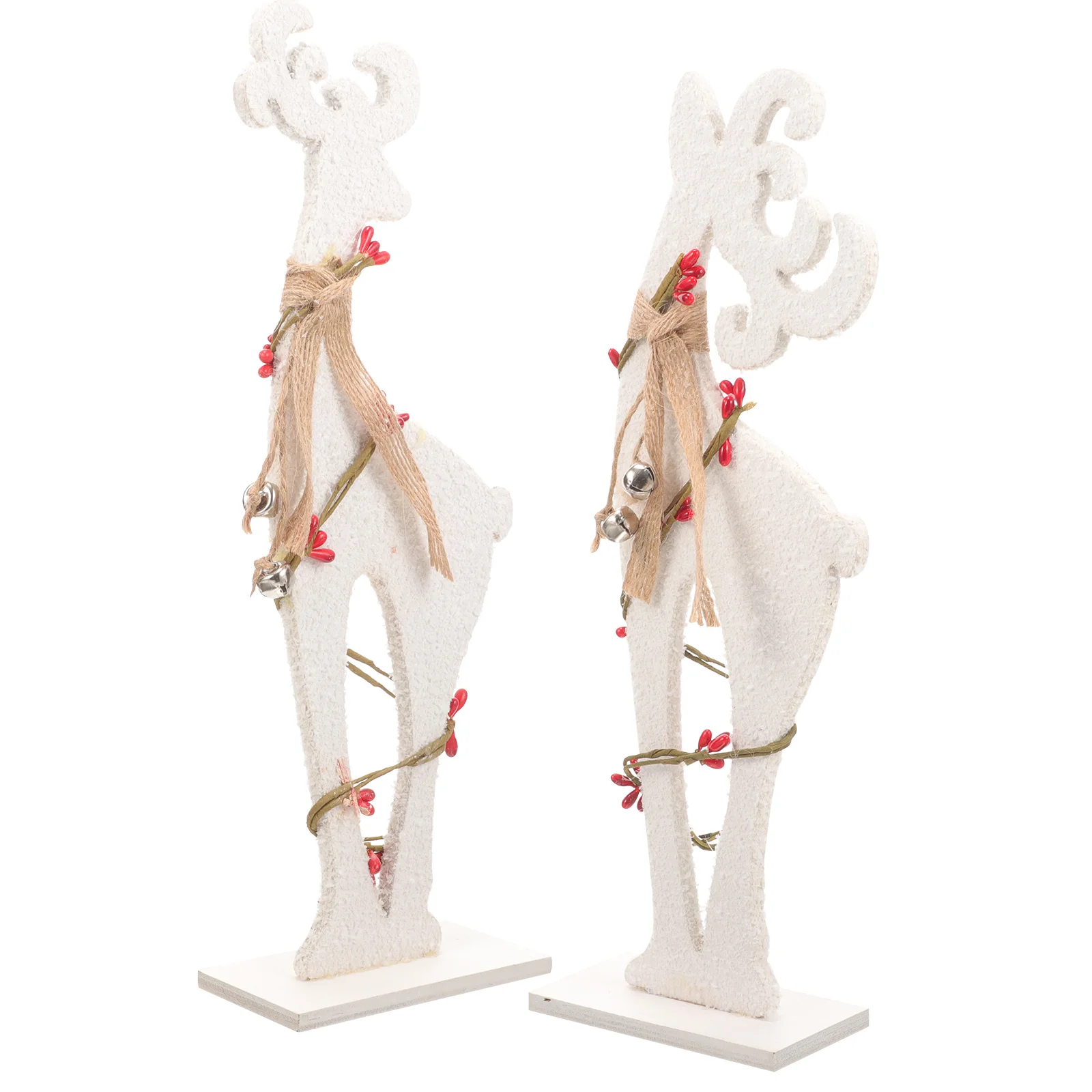 

2pcs Wooden Sculpture Tabletop Ornament Desktop Decor For Christmas Festival Elk Shape Table Decor Wood Elk Statue